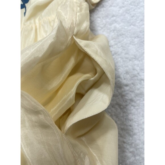 Farm Rio Anthropologie Midi Dress Ivory Puff Sleeve Preppy Retro Boho Small NWT - Picture 10 of 15